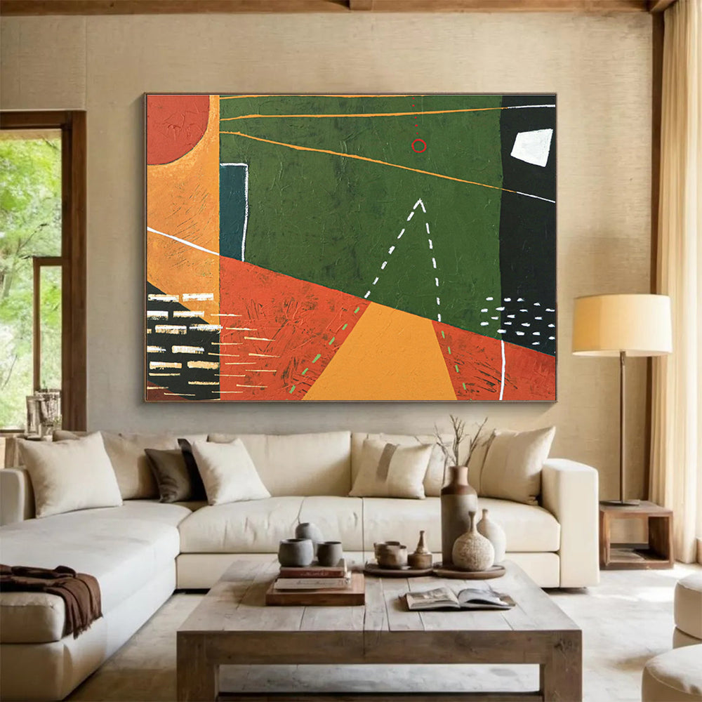 Custom Giant Abstract Hand Painting for Mountain Hydroelectric Pumped Storage Station DLZ2942