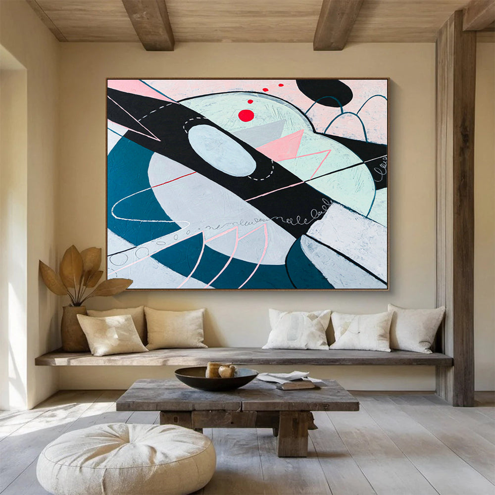 Large Custom Abstract Hand-Painted Art for Arctic Icebreaker Ship Crew Mess DLZ2933