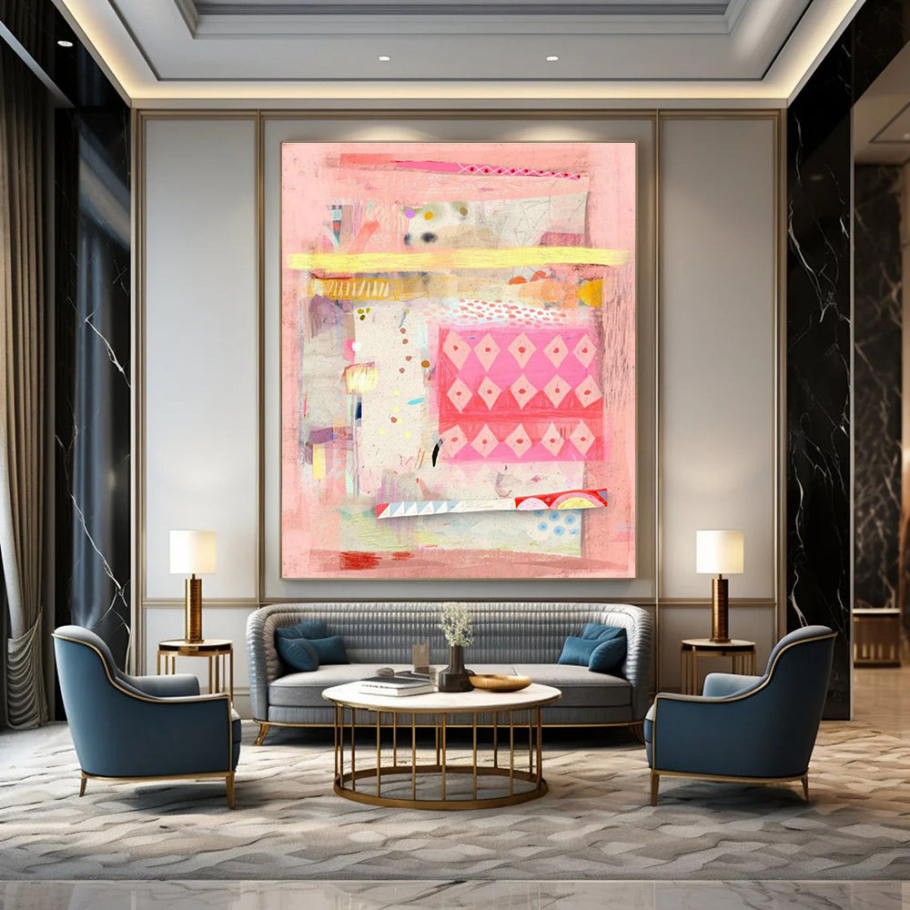 Vast Large Custom Hand-Painted Abstract Canvas - Inspiring Setting for Art Workshops  DLZ0176