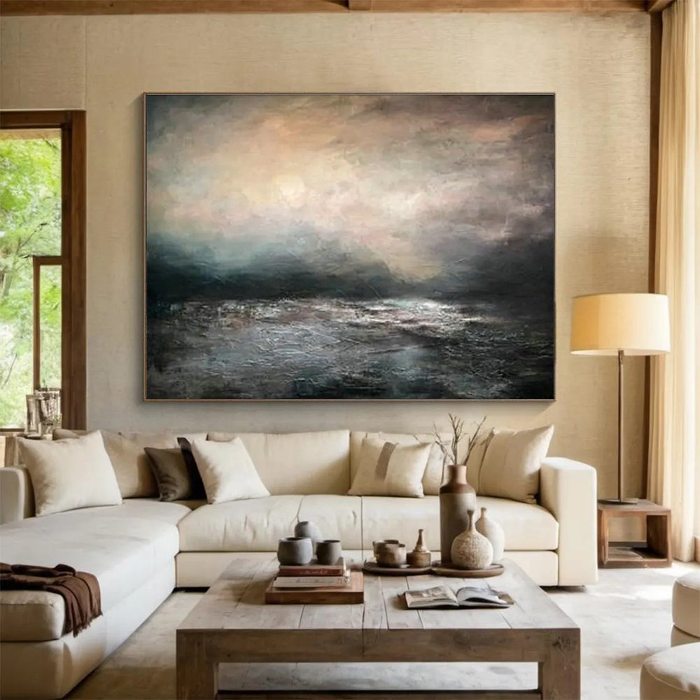 Custom-Made Giant Abstract Hand Painting for Subterranean Geothermal Power Plant Power Grid Interconnection Hub DLZ3153