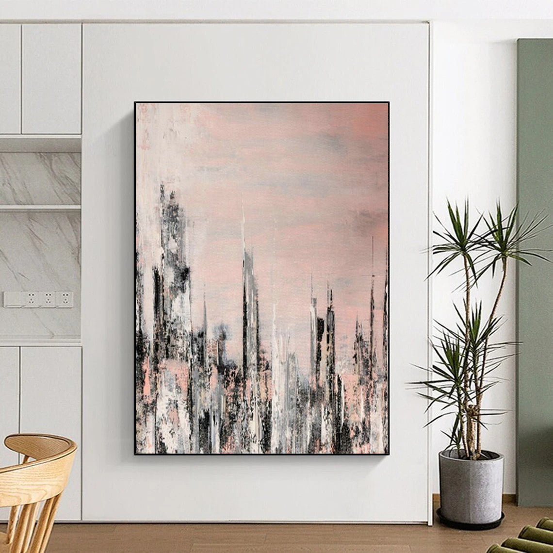 Titanic Customizable Handmade Abstract Canvas for Co-Living Community Lounges  DLZ0061