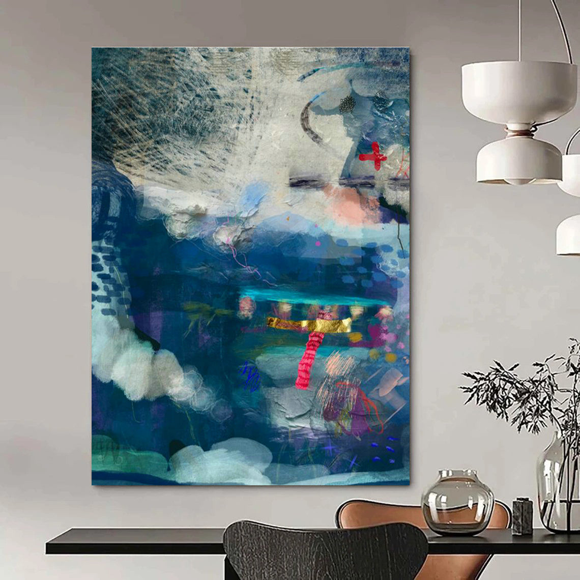 Large Custom Hand-Painted Abstract Art - Inspiring Interior for Creative Studios  DLZ0155