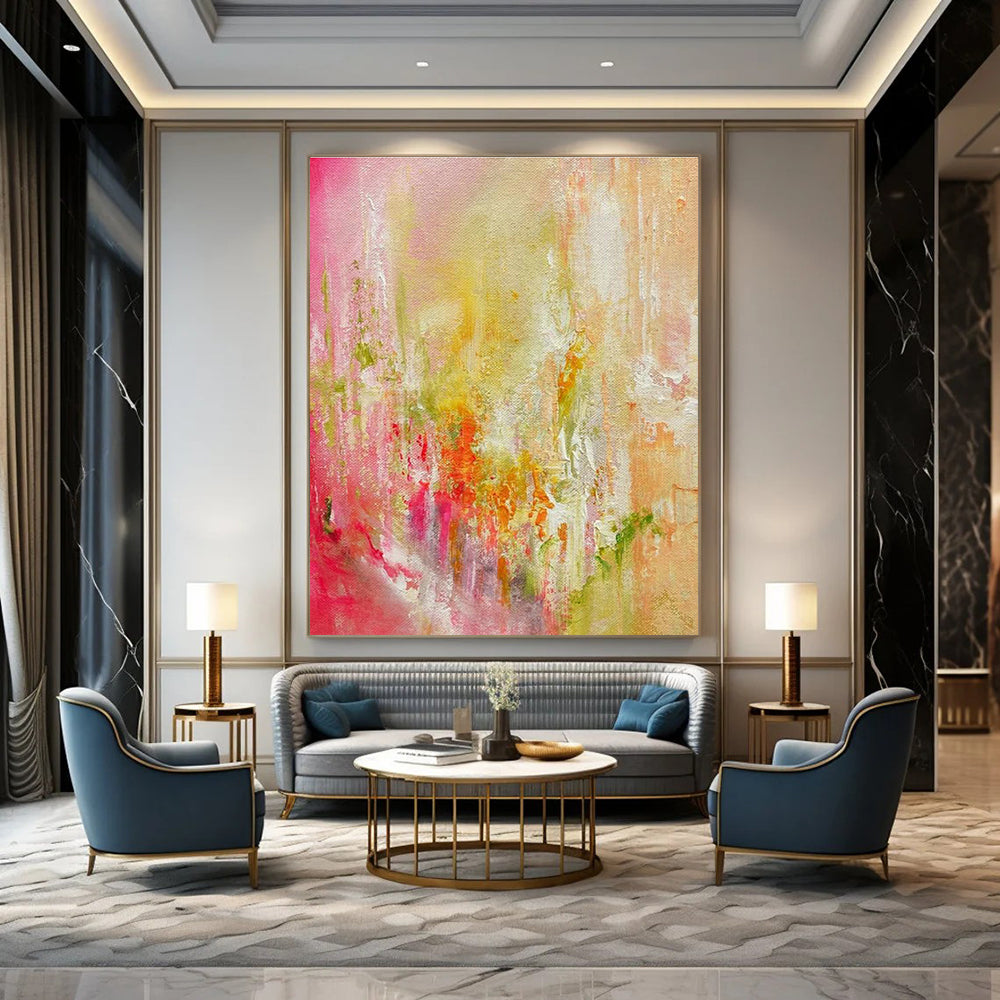 Gigantic Custom Hand-Painted Abstract Artwork for Traditional Indian Bollywood Dance Studios  DLZ0055