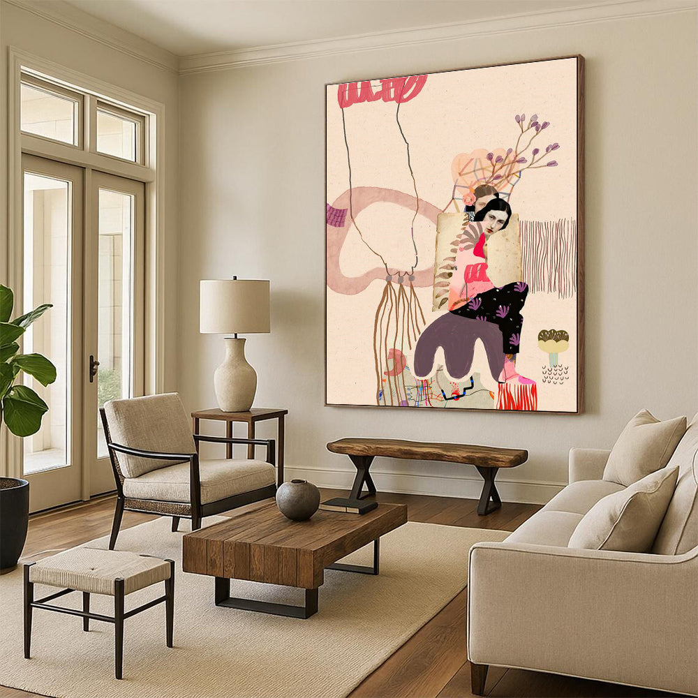 Grand Custom Hand-Painted Abstract Artwork - Exquisite Addition to Banquet Halls  DLZ0153