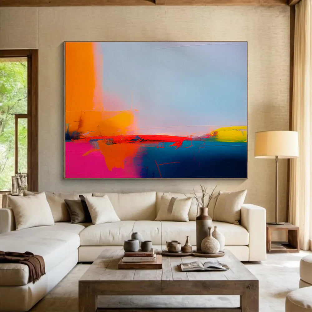 Customized Large Abstract Hand Painting for Volcanic Activity Monitoring Station Command Center DLZ2867