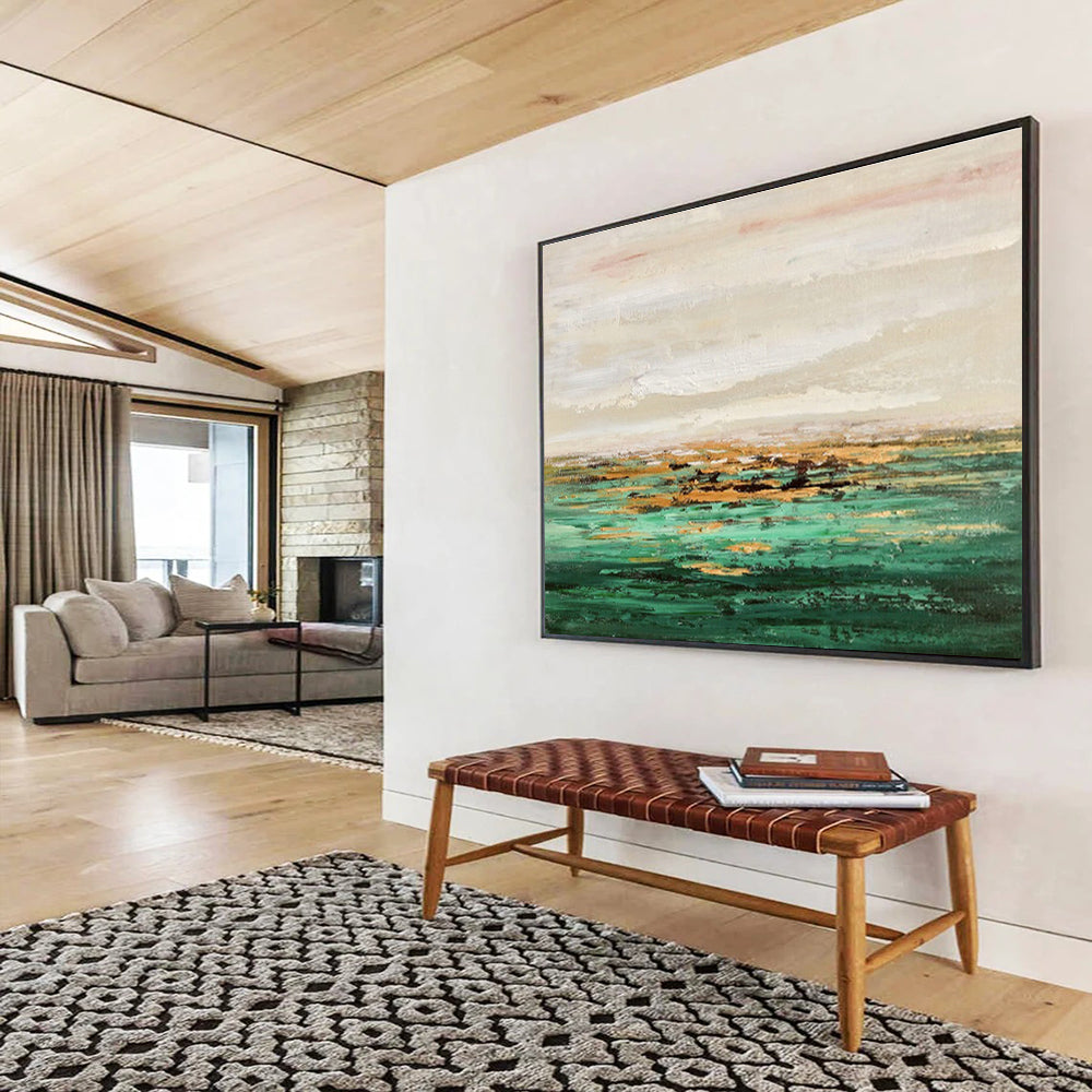Large-Size Custom Abstract Hand Painting for Urban Rooftop Solar Farm Operations Office DLZ3028
