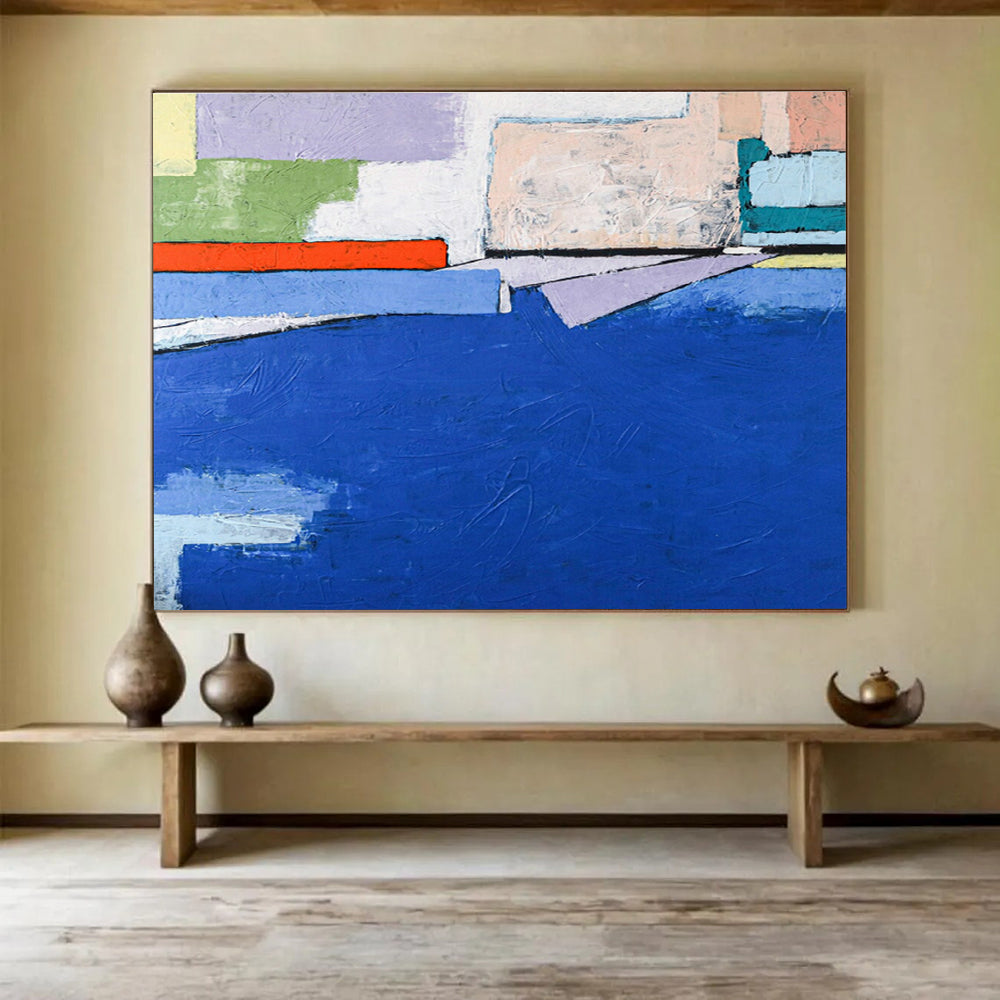 Custom-Made Giant Abstract Hand Painting for Subterranean Aquaponics Farm Control Room DLZ2959