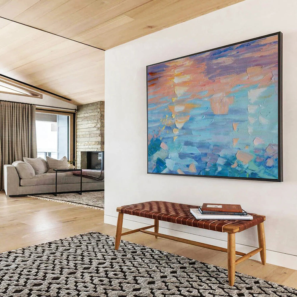 Oversized Custom Abstract Hand Painting for Arctic Freshwater Wetland Restoration Project Office DLZ3046