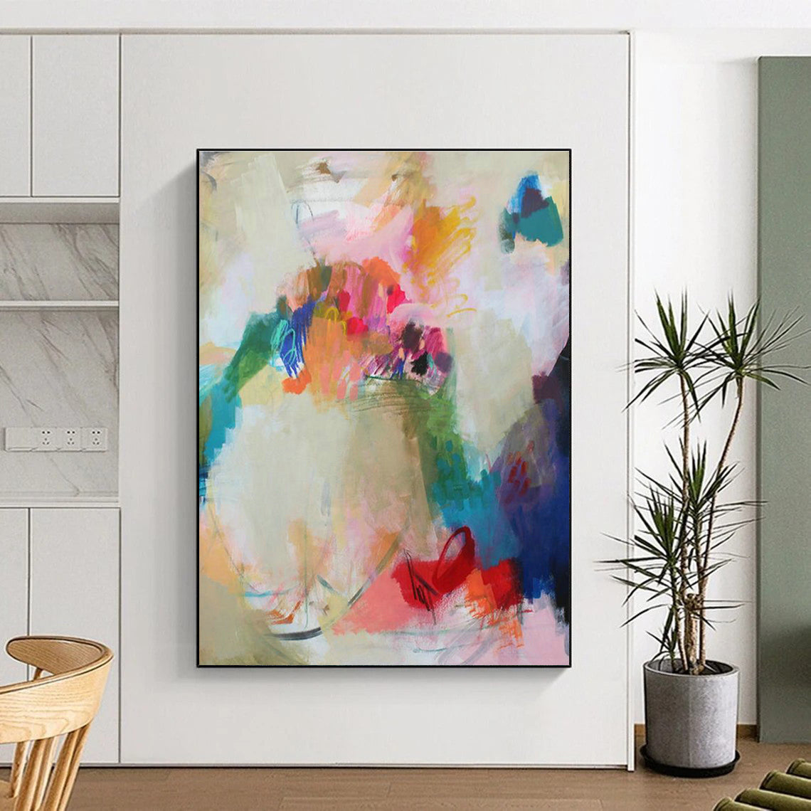 Spacious Custom Hand-Painted Abstract Art - Perfect for Community Centers  DLZ0150