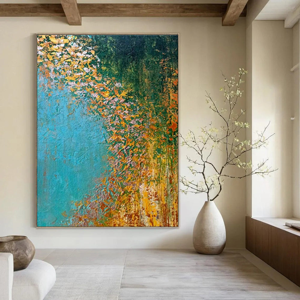 Oversized Custom Hand-Painted Abstract Canvas for Aerial Yoga Studios  DLZ0067