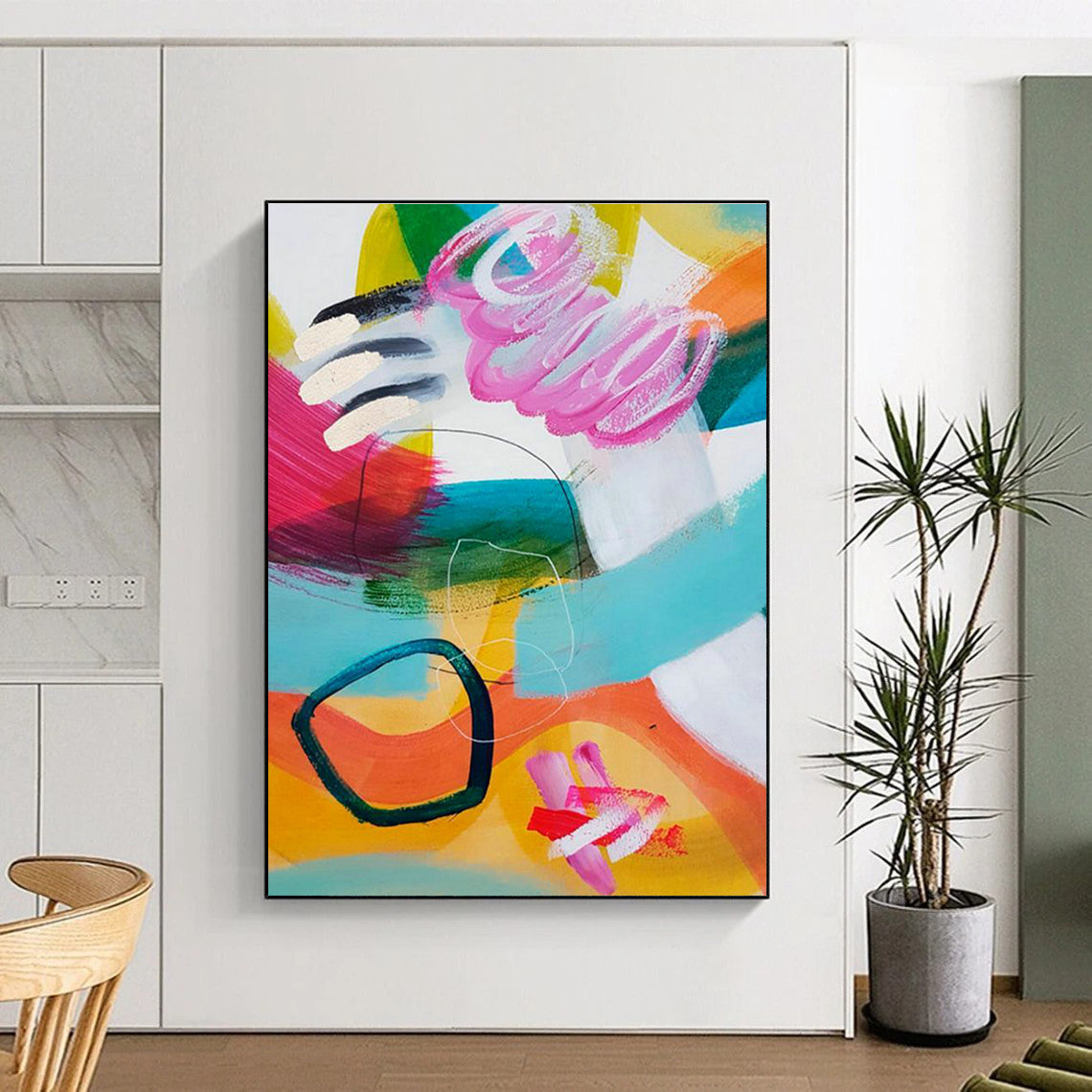 Gigantic Custom Hand-Painted Abstract Canvas for Urban Bird - Watching Hubs  DLZ0099
