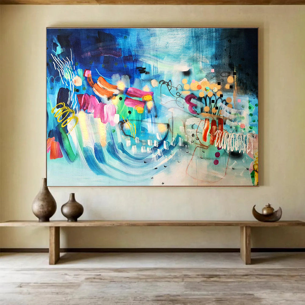 Prism Glass Custom Hand-Painted Abstract for Light Installation Art