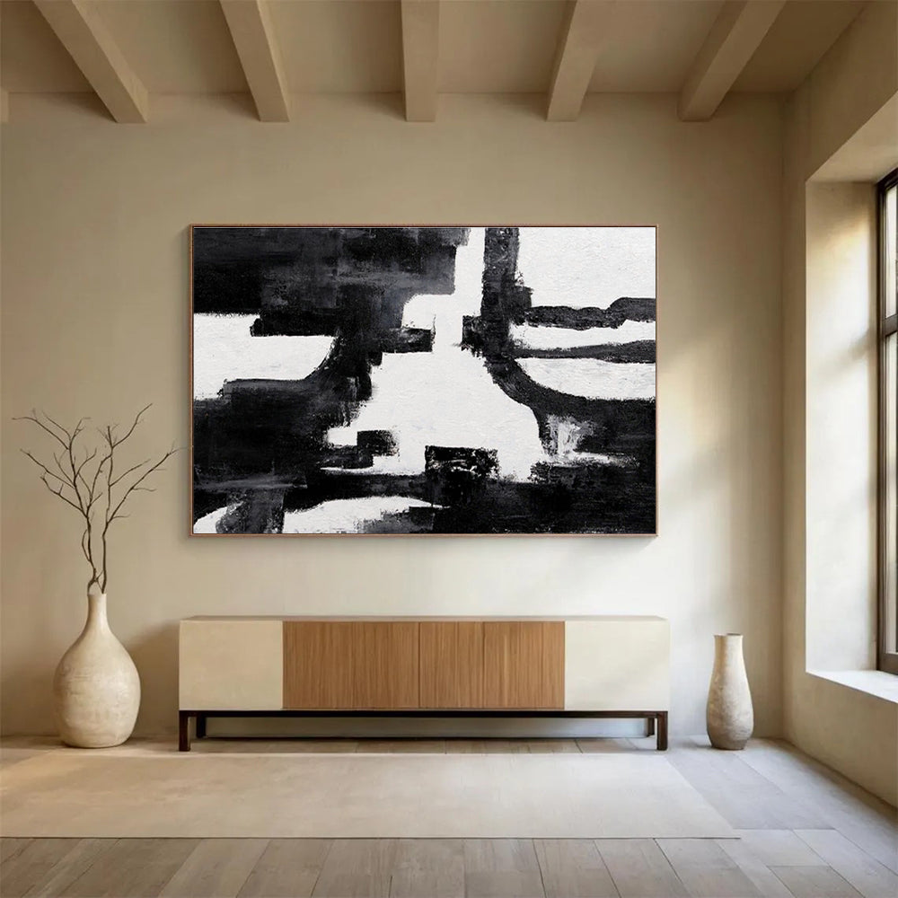 Light & Shadow Custom Hand-Painted Abstract Landscape Art for Dining Areas and Living Spaces