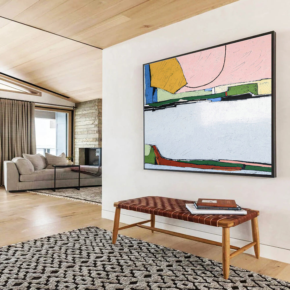 Custom-Made Giant Abstract Hand Painting for Alpine Meadow Retreat Yoga Deck DLZ2925