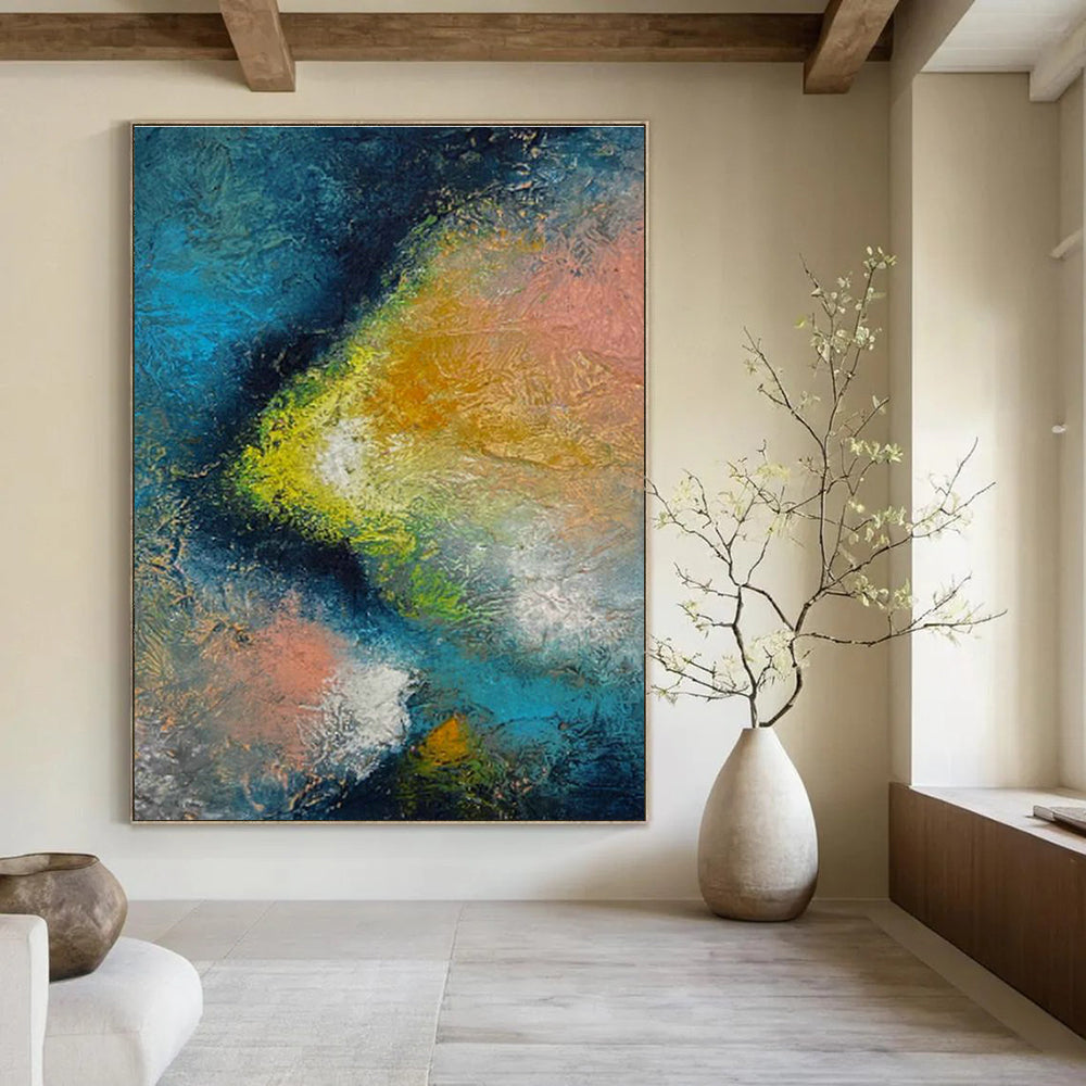 Extra Wide Custom Hand-Painted Abstract Canvas for Traditional Japanese Tea Ceremony Rooms  DLZ0057