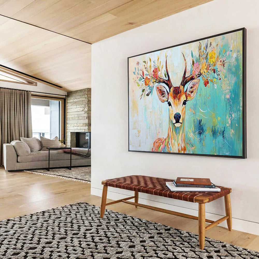 Large-Size Custom Abstract Hand Painting for Urban Rooftop Solar-Powered Ventilation and Cooling System Installation Office DLZ3187