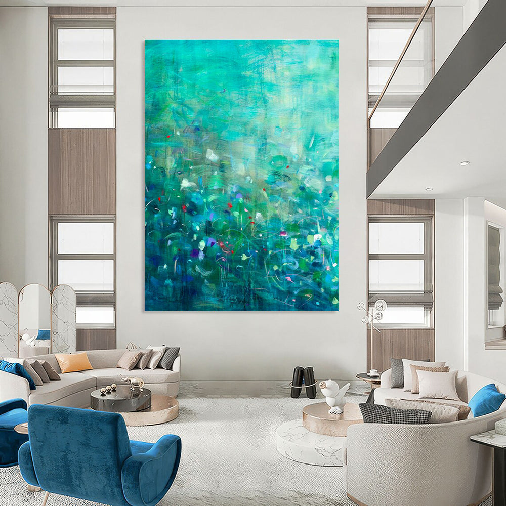 Vast Custom Hand-Painted Abstract Artwork - Welcoming Ambiance for Hotel Suites  DLZ0158