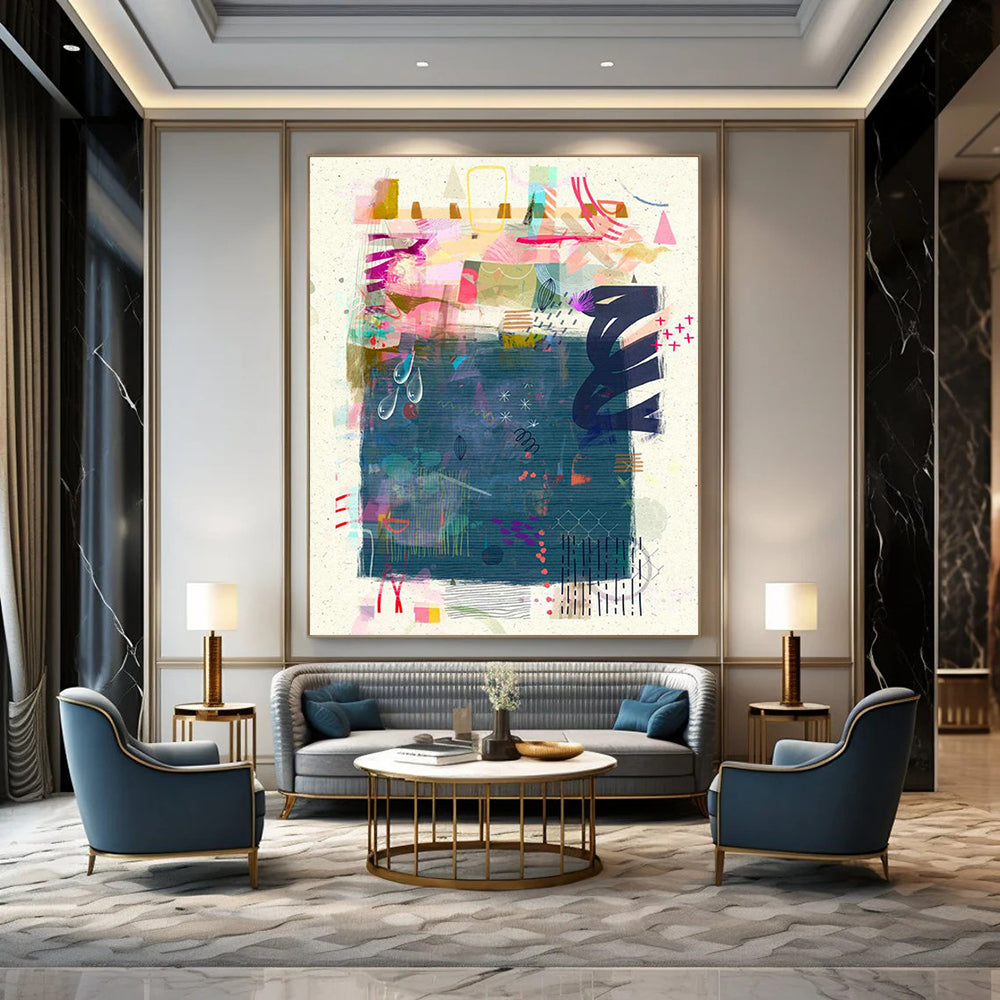 Generous Custom Hand-Painted Abstract Canvas - Cozy Ambiance for Coffee Roasteries  DLZ0173