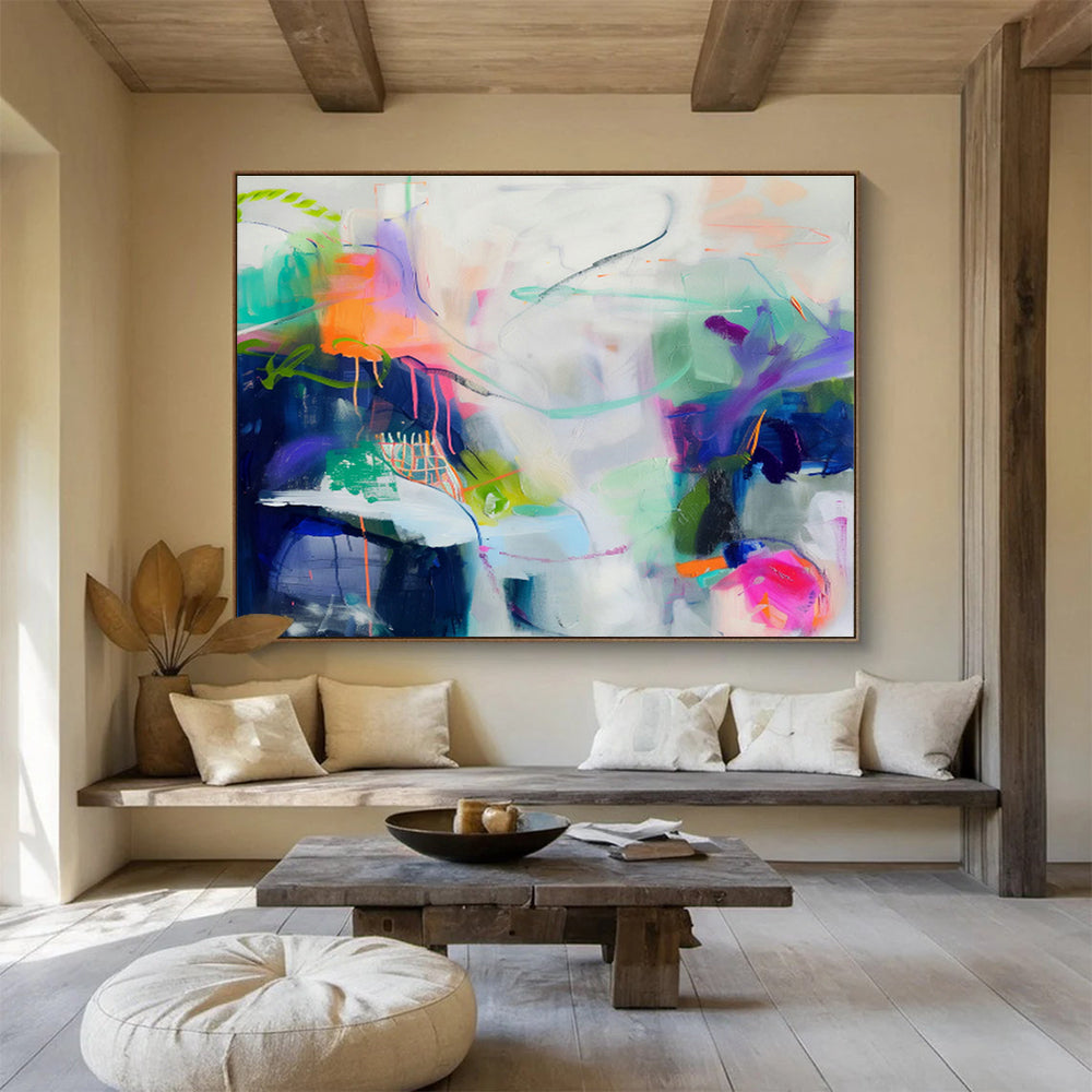 Oversized Custom Abstract Hand Painting for Virtual Event Hosting Platform Operations Room DLZ2880