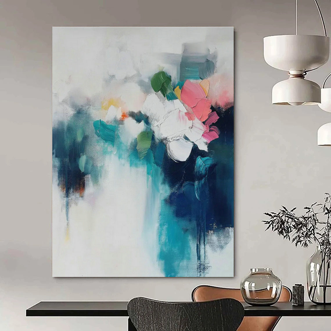 Custom Extra Large Hand-Painted Abstract Canvas for Hallway & Office DLZ1003