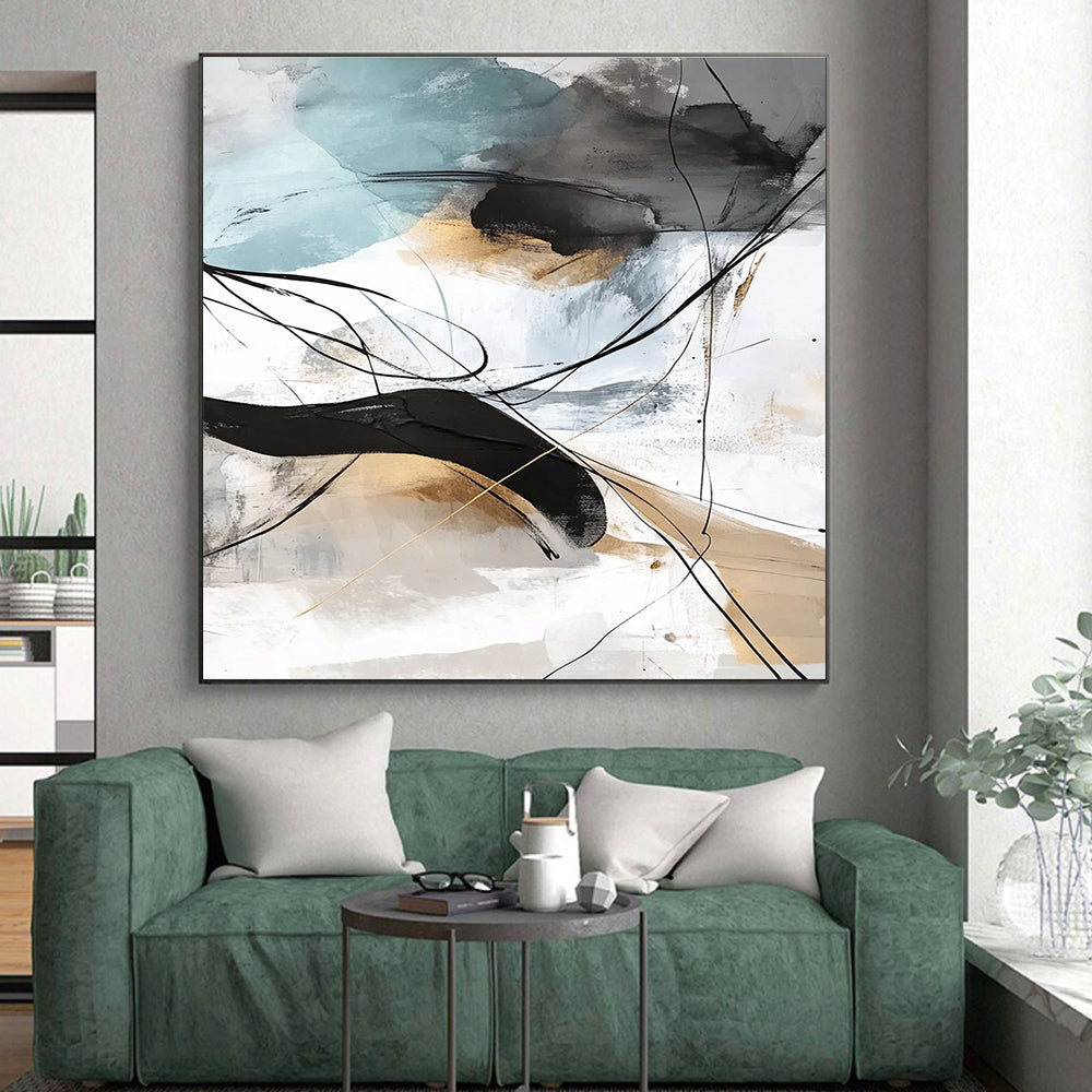 Line Art Abstract Painting with Subtle Colors GER448