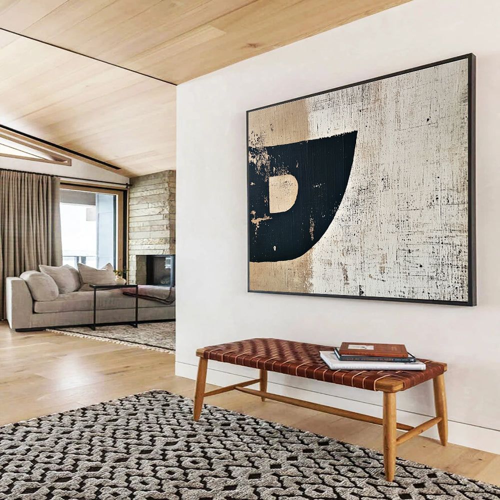 Black Beige Textured - Minimalist Abstract Painting DYP030