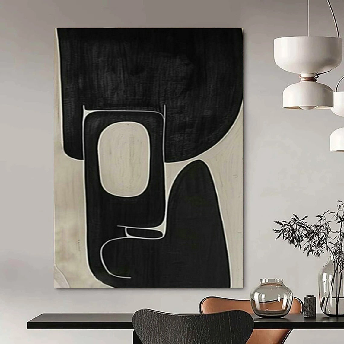 Oversized Custom Hand-Painted Abstract Art for Cottage Hallway Umbrella Stand Interior and Office Printer Station Wall DLZ1976