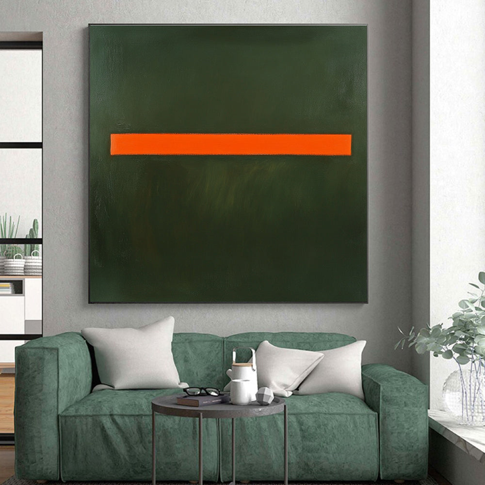 Green Orange Horizontal Line Abstract Painting GER857