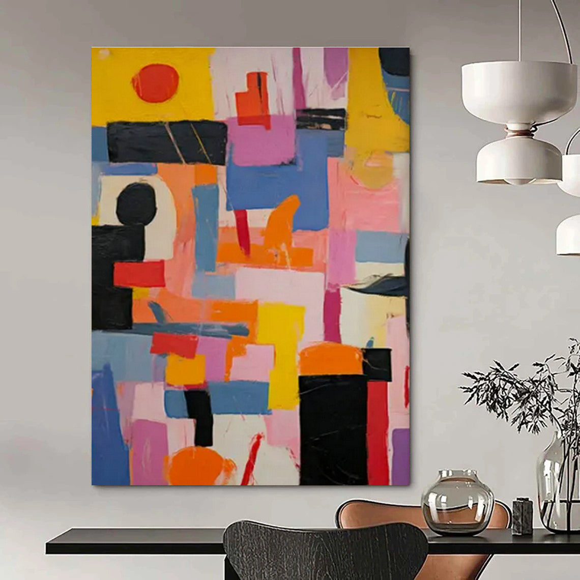 Large Hand-Painted Abstract Art for Bedroom Wardrobe Interior Door & Hallway Linen Closet Shelf Wall DLZ1767