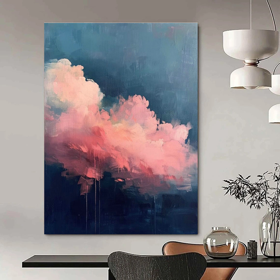 Oversized Abstract Hand - Painted Murals for Dining Room Bay Windows & Entryway Mudrooms DLZ0584
