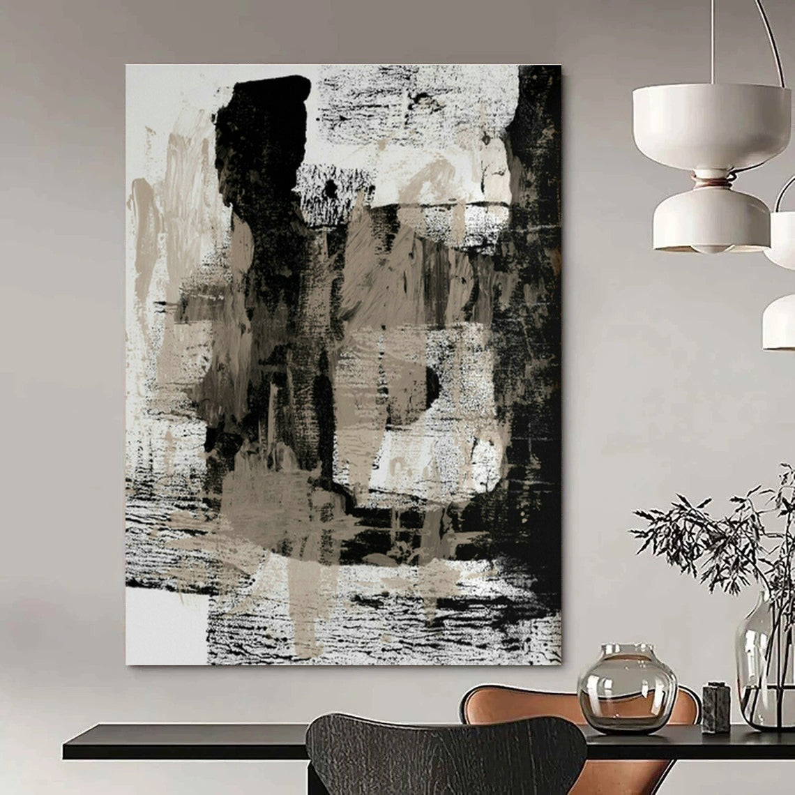 Hand-Painted Abstract Color Canvas Mural, Presenting Personalized Art for Living Room and Entrance DLZ0974