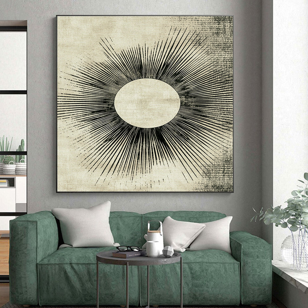 Sunburst Abstract Painting with Radiating Lines GER114