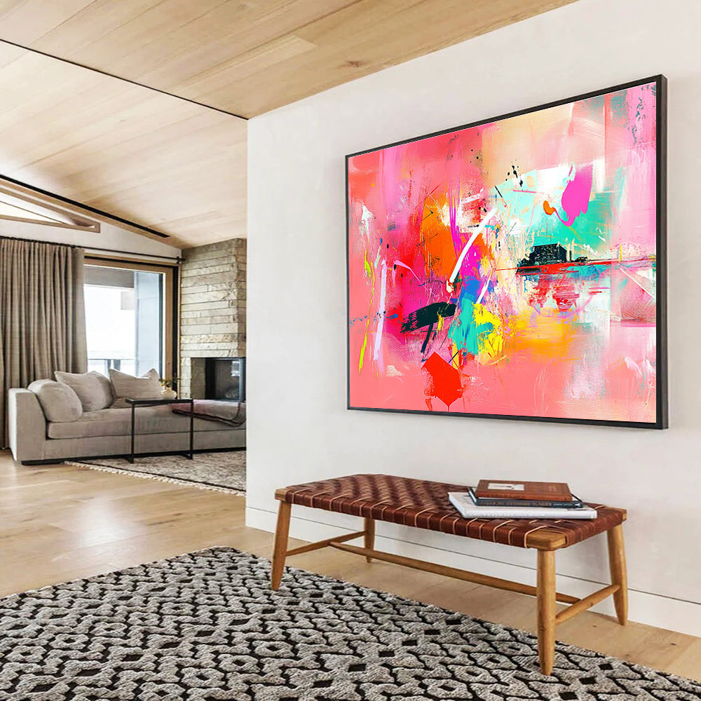 Pink - Based Colorful Abstract Painting with Vivid Hues DYP126