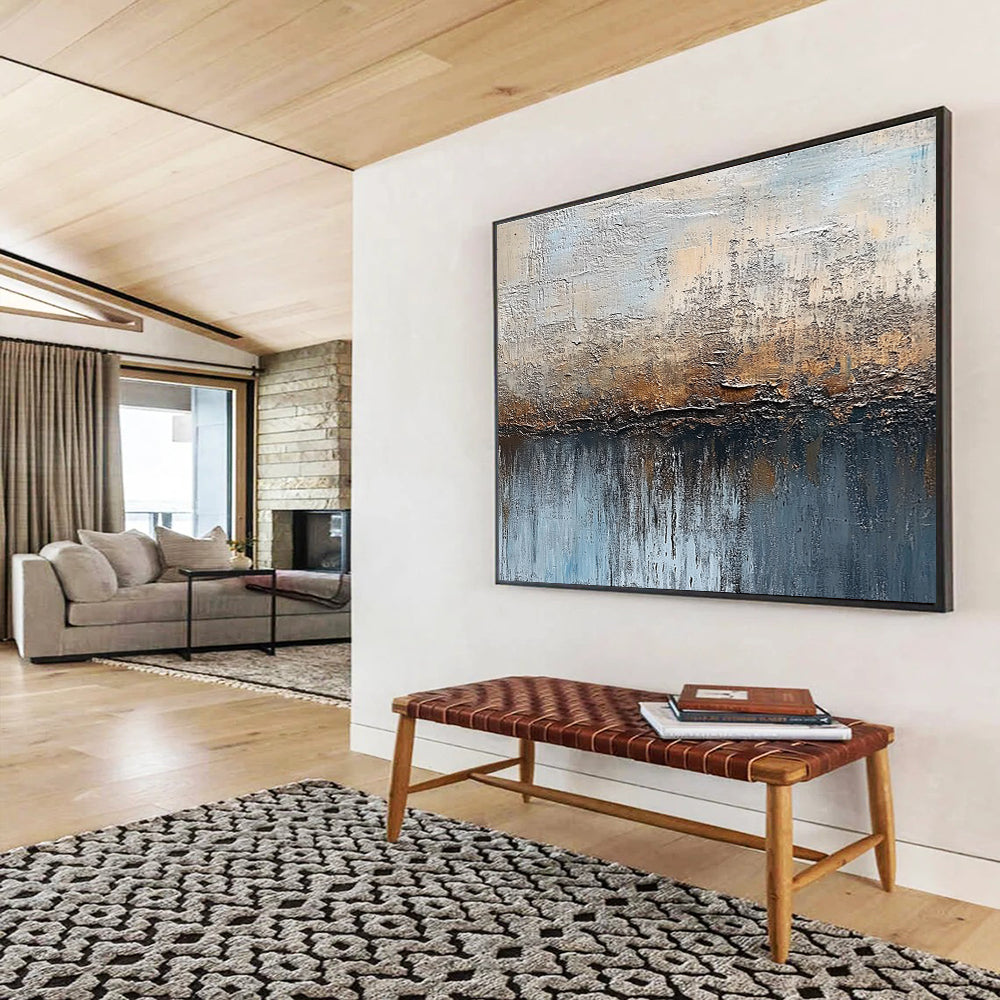 Earthy Tones Textured Abstract Painting with Reflective Elements DYP315