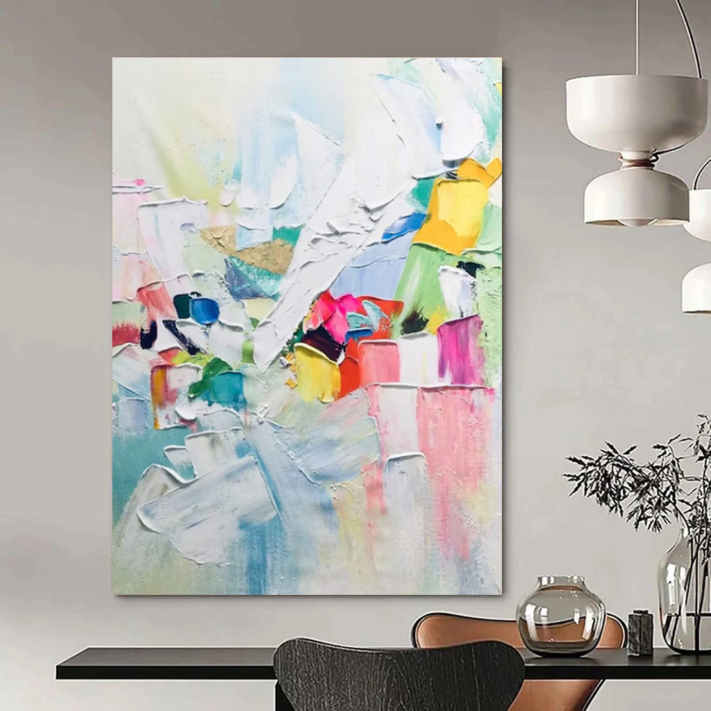 Colorful Block Abstract Painting with White Dominance (Repeat) ADGE279