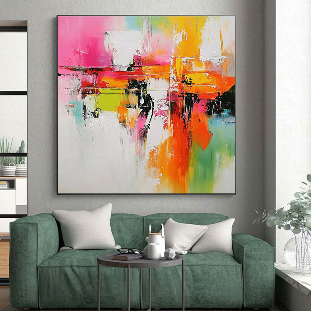 Vivid Color Block Abstract Painting with Bold Contrasts GER684