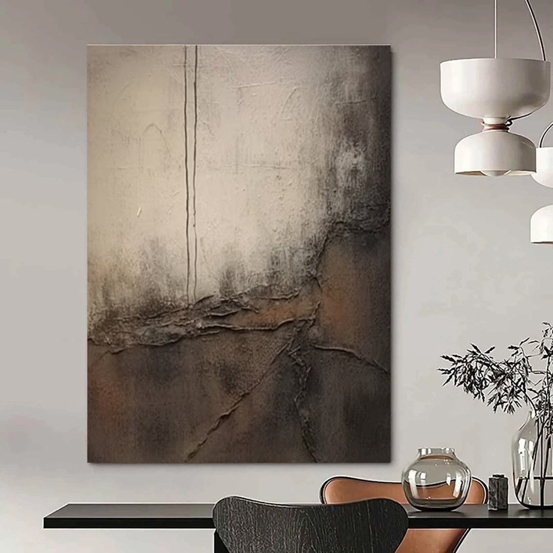 Brown and Gray Textured Abstract Painting ADGE355