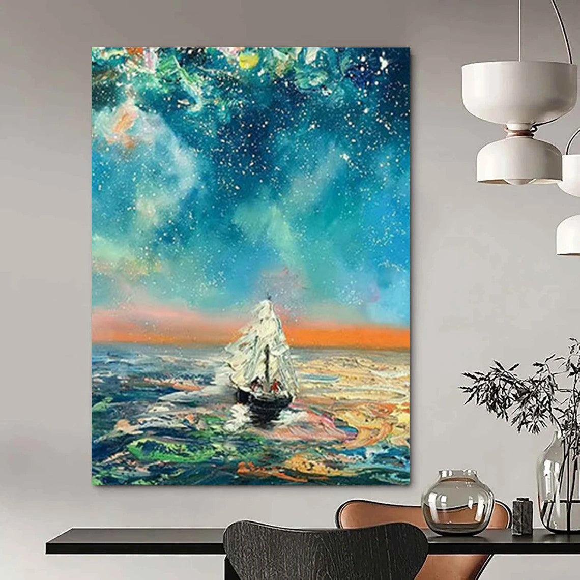 Gigantic Bespoke Hand-Painted Abstract Wall Art for Entryway & Dining Room DLZ1056