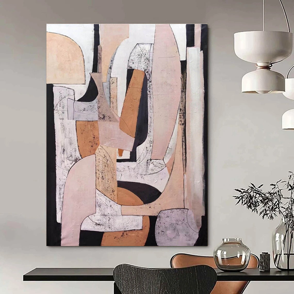 Neutral Tones Geometric Abstract Painting ADGE252