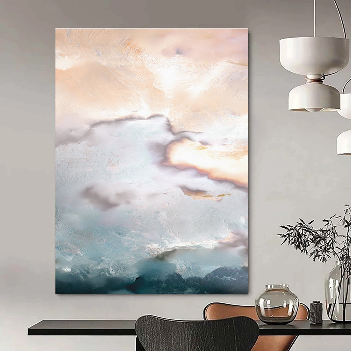 Blush and Teal Cloud - inspired Abstract Painting ADGE165