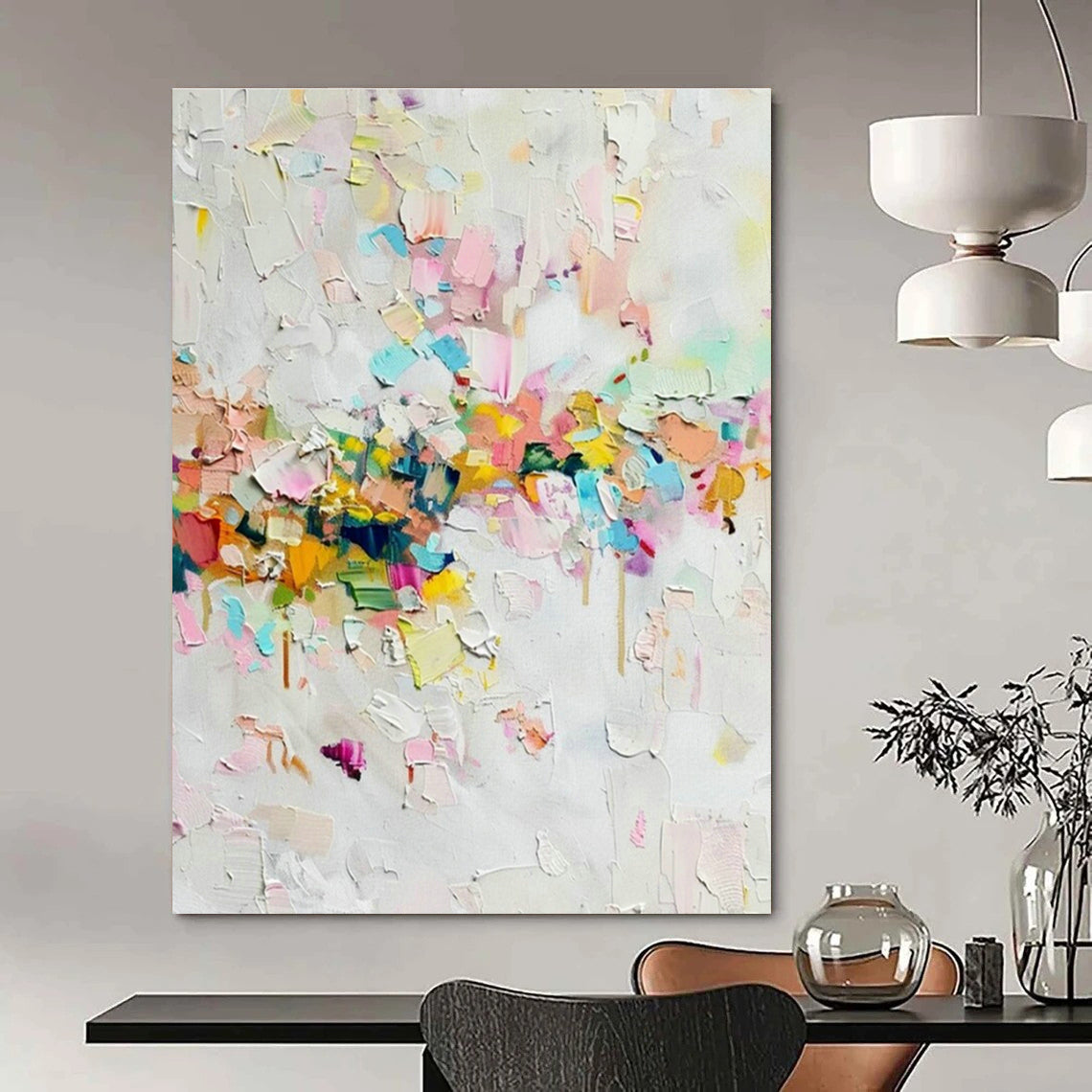Oversized Custom Handmade Abstract Wall Art for Office Breakout Area and Dining Room Banquette Seating Wall DLZ1920