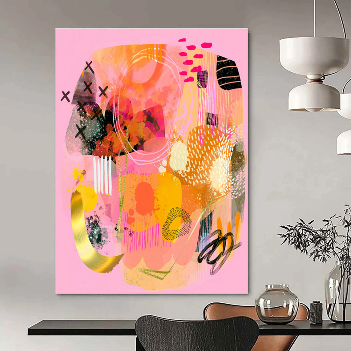 Large Hand - Painted Abstract Art for Hallway and Cottage Entryway DLZ0649