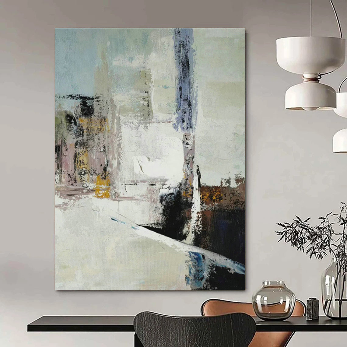 Large - Format Custom Hand - Painted Abstracts for Dining Room and Hallway DLZ0542