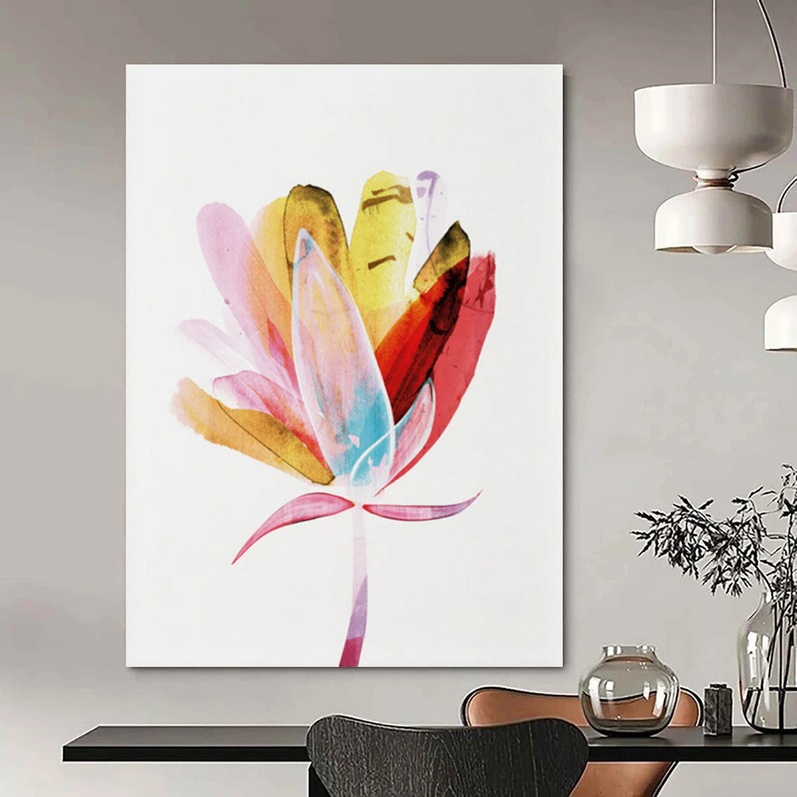 Colorful Abstract Flower with Vibrant Petals Painting ADGE215