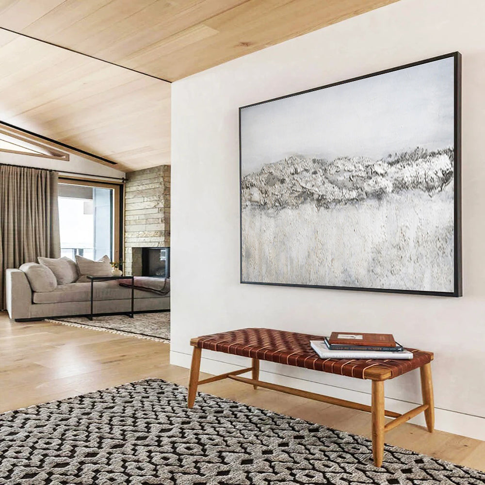 Textured Minimalist Abstract Painting with Subtle Grey Tones THY262