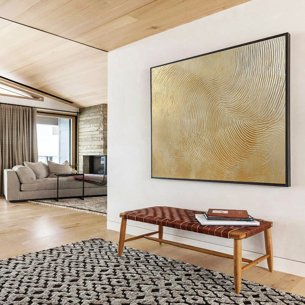 Golden Textured Wave Pattern Abstract Painting DYP150