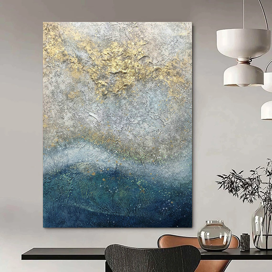 Handmade Large Abstract Painting, Demonstrating the Artistic Charm of Living Room and Foyer DLZ0965