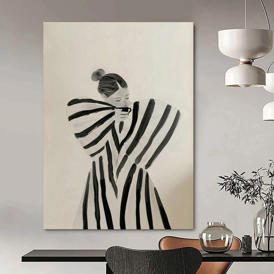 Custom - Crafted Hand - Painted Abstract Murals for Cottage Living Room Ceiling Beams & Bedroom Wall Niches DLZ0694