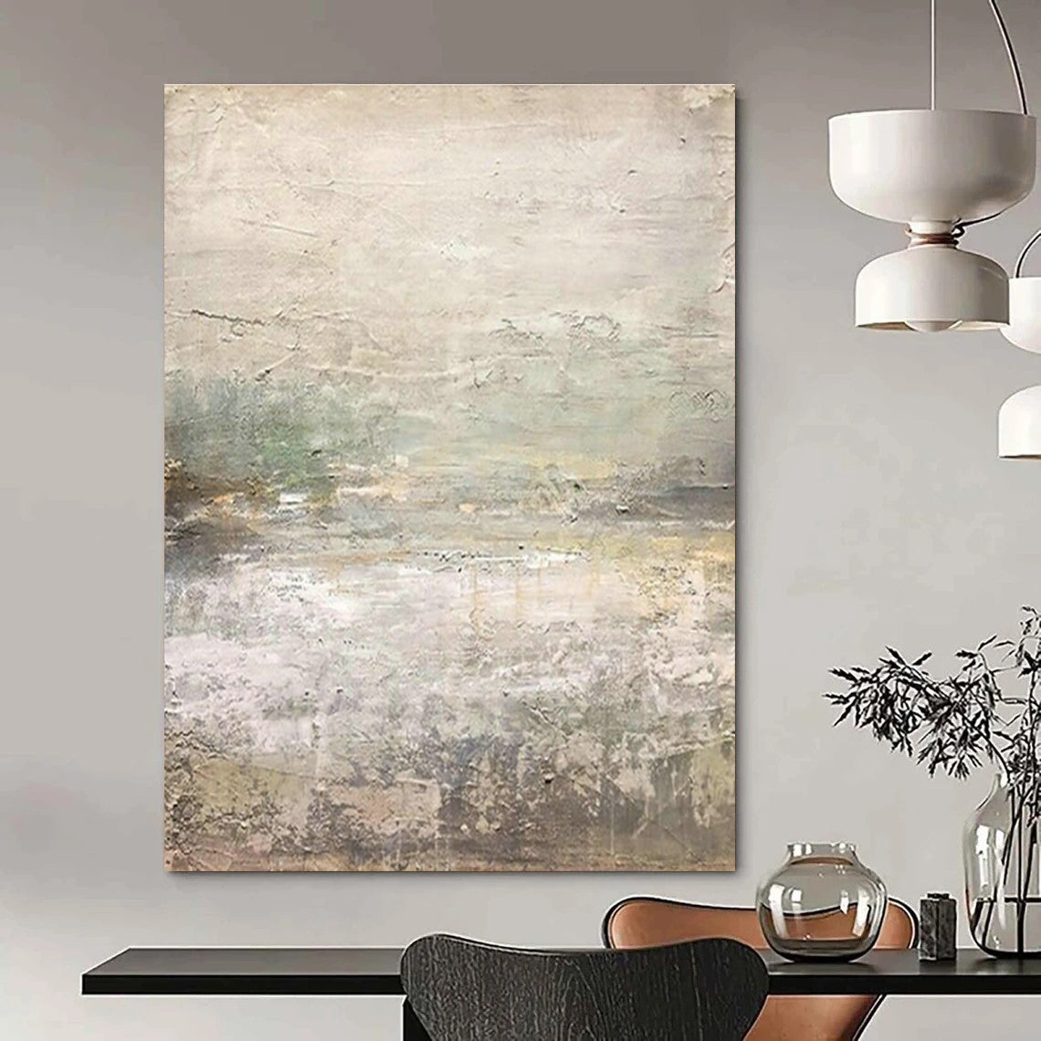 Extra-large Custom Hand-Painted Abstract Canvas for Dining Room Buffet Area and Cottage Office Nook DLZ1867