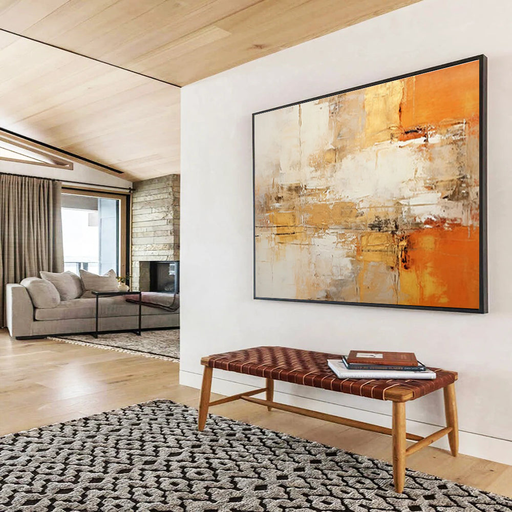 Orange Beige and White Abstract Painting THY095